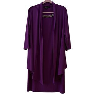 Jones New York Women's (16W) Plum-Colored Dress w/Decorative Neckline & Overlay